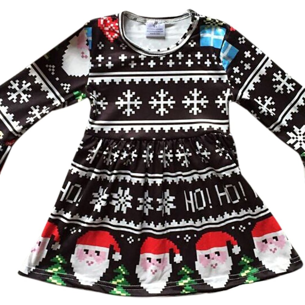 Little Girls Toddler Kids Christmas Santa Snowflake Tree Girl Dress Holiday 2-8